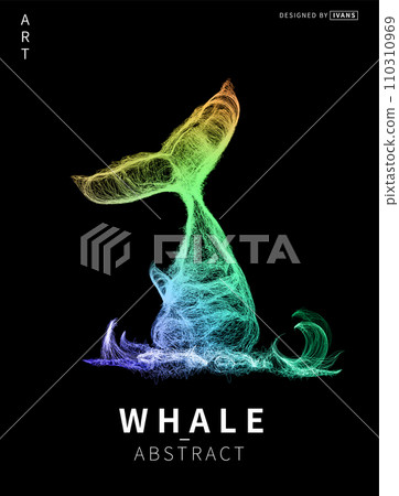Abstract color whale on a black background.Vector illustration of a starry sea . The whale consists of lines. Abstract color whale on a black background.Vector illustration of a starry sea . The whale consists of lines. 110310969