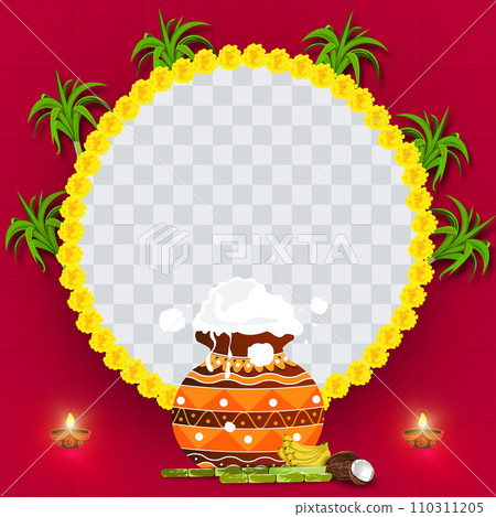 Happy Pongal holiday festival of India background design template. Vector illustration Happy Pongal holiday festival of India background design template. Vector illustration 110311205