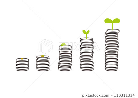 growing stack of coins 110311334