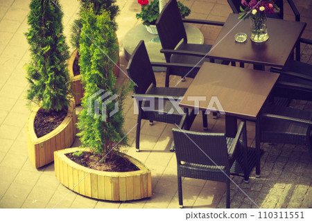 Empty restaurant garden. Empty restaurant garden. 110311551