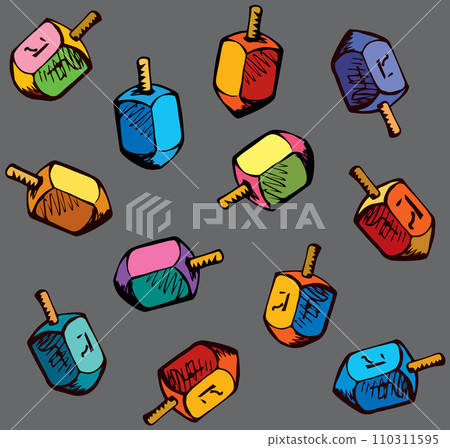 Jewish holiday symbol. Dreidel. Sketch 110311595