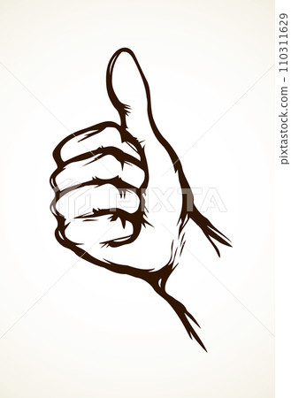 Thumb up. The sign is excellent. Vector drawing Thumb up. The sign is excellent. Vector drawing 110311629
