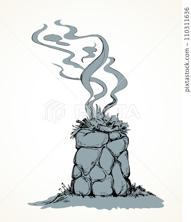 Stone Altar. Vector drawing 110311636