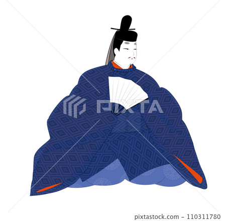Classical costumes of Japanese aristocrats.A man in summer robes. Heian period image illustration 110311780