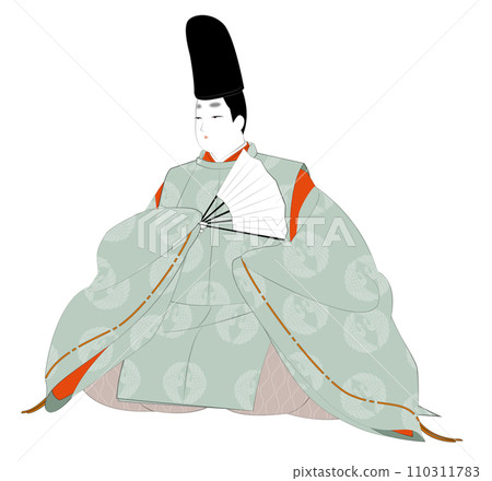 Classical costume of Japanese aristocrats.A man in casual kari-gi. Heian image illustration 110311783