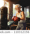 Elderly man training for boxing 110312156