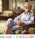 Elderly man relaxing in his room 110312186