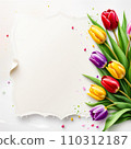 Elegant composition of multicolored tulips. 110312187