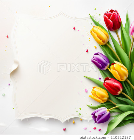 Elegant composition of multicolored tulips. Elegant composition of multicolored tulips. 110312187
