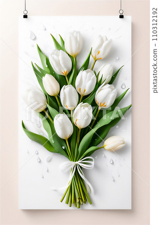 Card with white tulips. 110312192