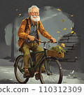 elderly man riding a bicycle 110312309