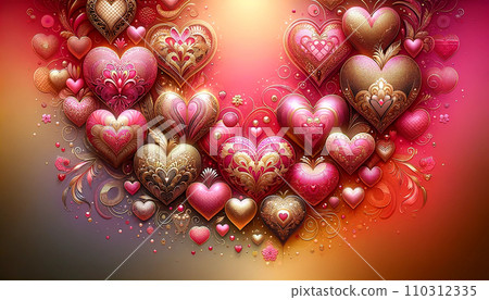 Golden glitter heart illustration background 110312335