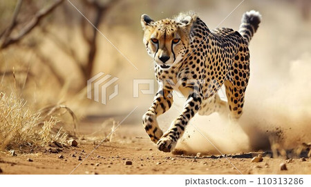 Cheetah running in the wilderness 1 110313286