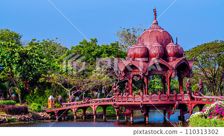 Ancient Siam's Majestic Hindu Architecture Garden of Gods Bridge and Pavilion in Samut Prakan Thailand Ancient Siam's Majestic Hindu Architecture Garden of Gods Bridge and Pavilion in Samut Prakan Thailand 110313302