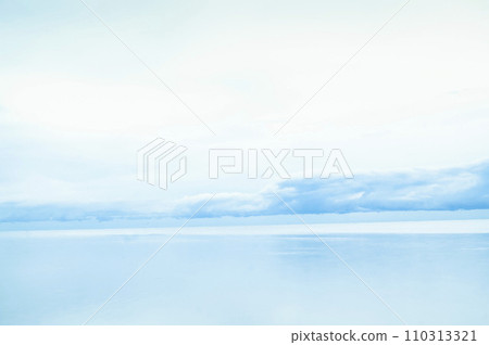 Panorama Beautiful blue sky sea view. Clouds sky reflected in sea. 110313321