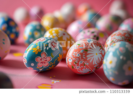 Colorfully painted Easter eggs: AI-generated image 110313339
