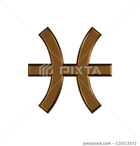 雙魚座星座標記符號黃金 3D 雙魚座星座標記符號黃金 3D 110313372