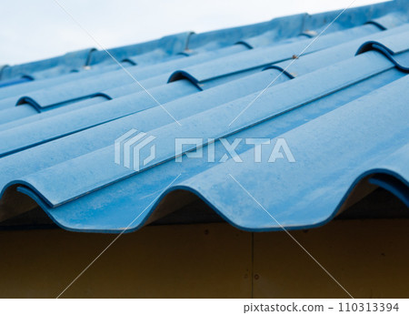 Prefabricated orange tile roof in simple house construction 110313394