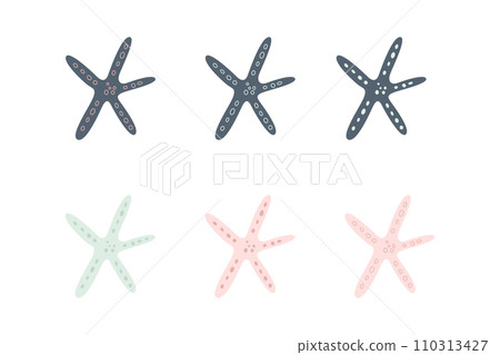 Starfish in flat style. Marine icon in cartoon style. Summer vector illustration. 110313427