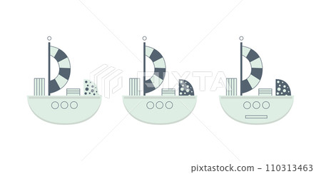 Cute cartoon ship for children s design, vector illustration in flat style 110313463
