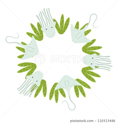 A composition template made of marine plants, ideal for postcards, prints A composition template made of marine plants, ideal for postcards, prints 110313486