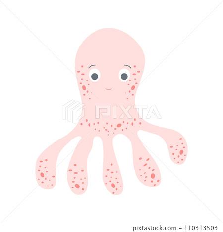 Cute octopus. Vector flat illustration. Cartoon sea animal. Cute octopus. Vector flat illustration. Cartoon sea animal. 110313503