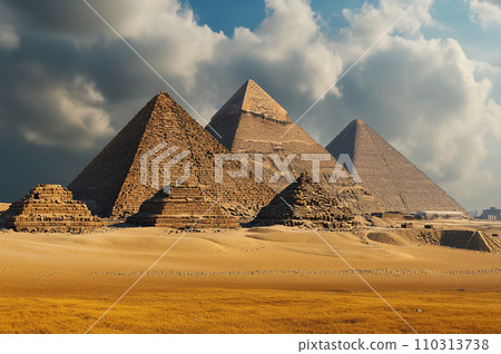Three Great Pyramids of Giza, Egypt: AI-generated images 110313738