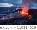 Flowing lava in Hawaii Volcanoes National Park: AI-generated image 110314019