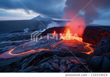 夏威夷火山國家公園流動的熔岩:人工智慧生成的圖像 夏威夷火山國家公園流動的熔岩:人工智慧生成的圖像 110314019