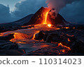 Flowing lava in Hawaii Volcanoes National Park: AI-generated image 110314023