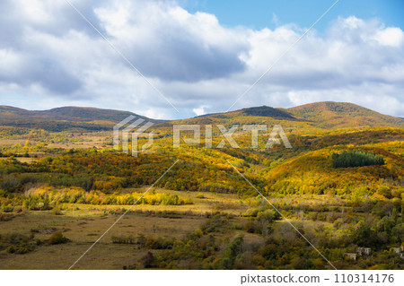 Bright landscape of autumn mountains of Ossetia 110314176