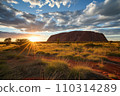 Ayers Rock towers over Australia: AI-generated image 110314289