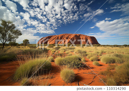 Ayers Rock towers over Australia: AI-generated image 110314290