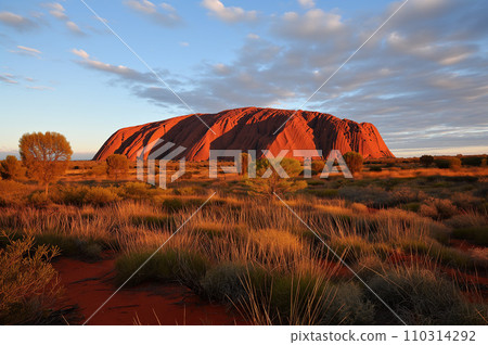 Ayers Rock towers over Australia: AI-generated image 110314292