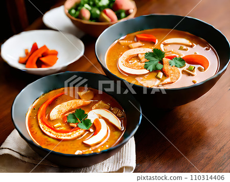 Realistic tom yam soup neutral palette warm 110314406