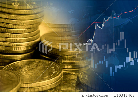 Stock market investment trading financial, coin and graph chart or Forex for analyze profit finance business trend data background. Stock market investment trading financial, coin and graph chart or Forex for analyze profit finance business trend data background. 110315403