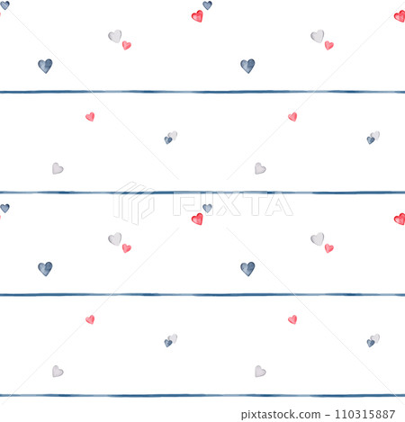 French style animals seamless pattern. Cute cartoon Parisian cat and scottish vector illustration. balloons hearts and Eiffel tower. French style dressed cats with red beret and striped frock. 110315887
