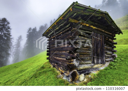 Wooden hayloft in the Stubai Alps Wooden hayloft in the Stubai Alps 110316007