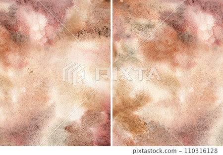 Watercolor abstract textures of brown spots. Hand painted pastel illustration isolated on white background. For design, print, fabric or background. 110316128