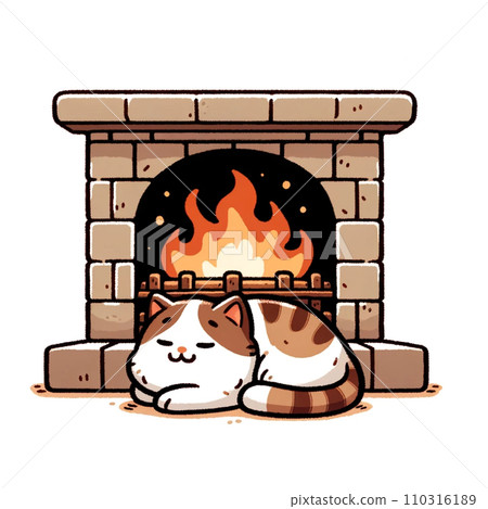 cat sleeping in front of the fireplace cat sleeping in front of the fireplace 110316189