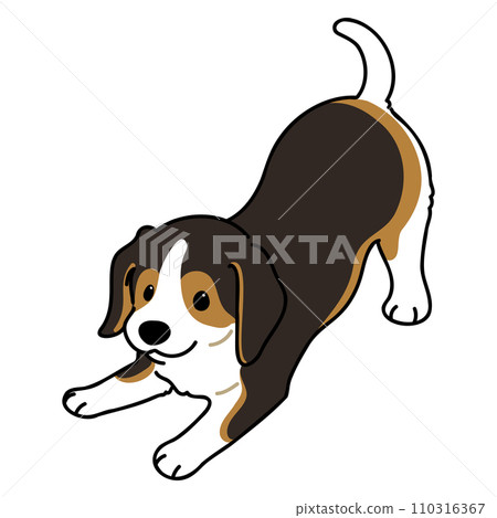 深棕色小獵犬的簡單可愛插圖,邀請您玩耍,主線 深棕色小獵犬的簡單可愛插圖,邀請您玩耍,主線 110316367