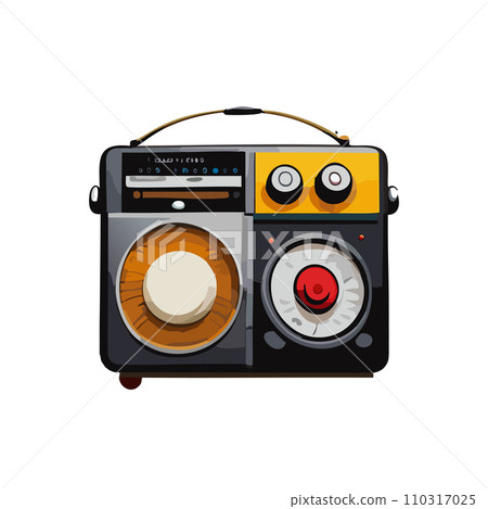 Radio. Realistic 3d old vintage retro radio receiver icon. World Radio Day. Illustration of cartoon style isolated banner with space for text. February 13th. 2024. 110317025
