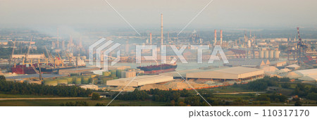 Drone view of industrial and port area of Ravenna at morning 110317170