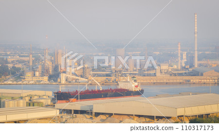 Drone view of industrial and port area of Ravenna Drone view of industrial and port area of Ravenna 110317173