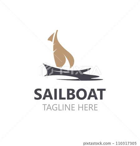 Sailboat vintage logo minimalist with wave, travel yacth or sailing boat vector design Sailboat vintage logo minimalist with wave, travel yacth or sailing boat vector design 110317305
