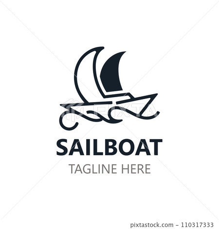 Sailboat vintage logo minimalist with wave, travel yacth or sailing boat vector design Sailboat vintage logo minimalist with wave, travel yacth or sailing boat vector design 110317333