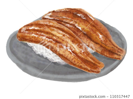 Watercolor sushi_Conger eel 01_1 Watercolor sushi_Conger eel 01_1 110317447