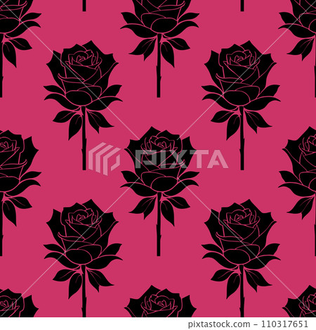 seamless graphic floral pattern black roses on purple background, texture, design seamless graphic floral pattern black roses on purple background, texture, design 110317651