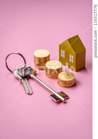 A small wooden house and keys as an idea for investing in your own home 110317776