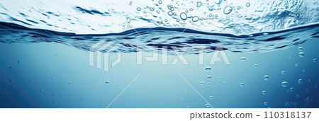 AI-generated content. Splash of water wave, blue. Abstract banner background water waves. Abstract nature concept banner for beauty spa, drinking water advertising. Use for abstract, wallpaper, poster 110318137